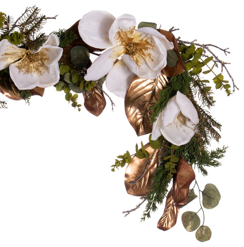 Vickerman 60" White Magnolia Garland.