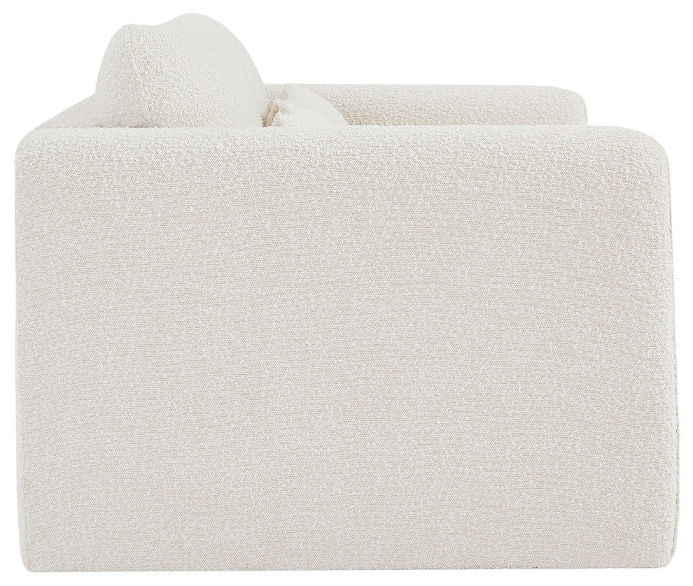 Stylus Boucle Fabric Upholstered Loveseat, Cream