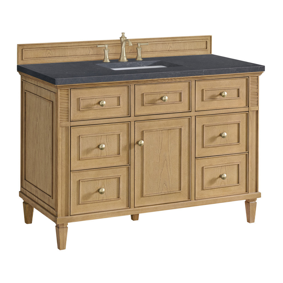 Lorelai 48" Single Vanity, Light Natural Oak, 3 CM Charcoal Soapstone Top