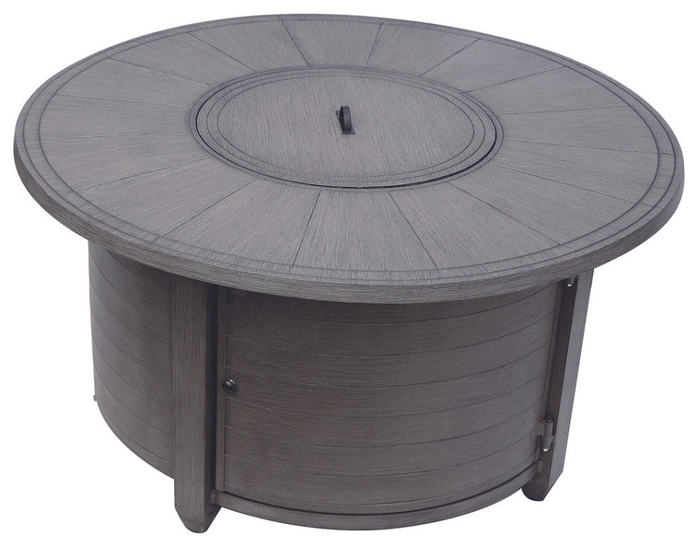 Az Patio Heaters Cast Aluminum Round Fire Pit, Brushed Wood Finish