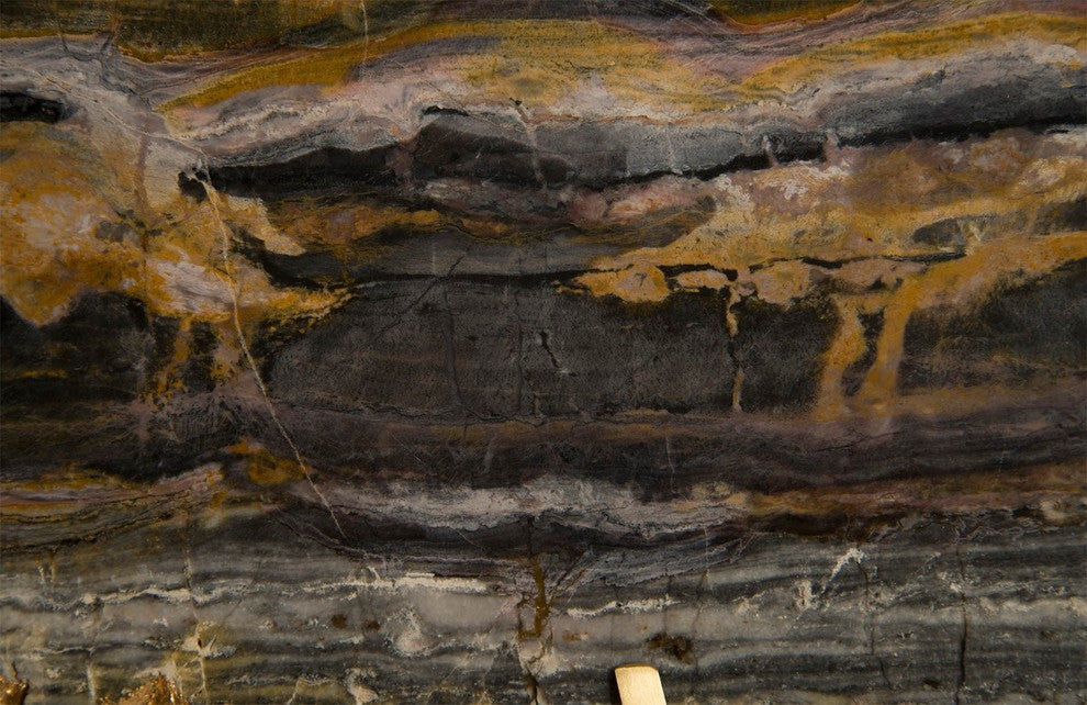 Gem Wall Slice, Brass Setting, Earth Marble