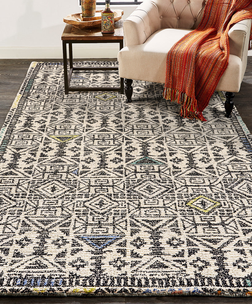 Weave & Wander Melba Rug, Black/Line, 8'x11'