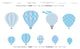 Hot Air Balloons Fabric Wall Decals, Standard Size, Blue