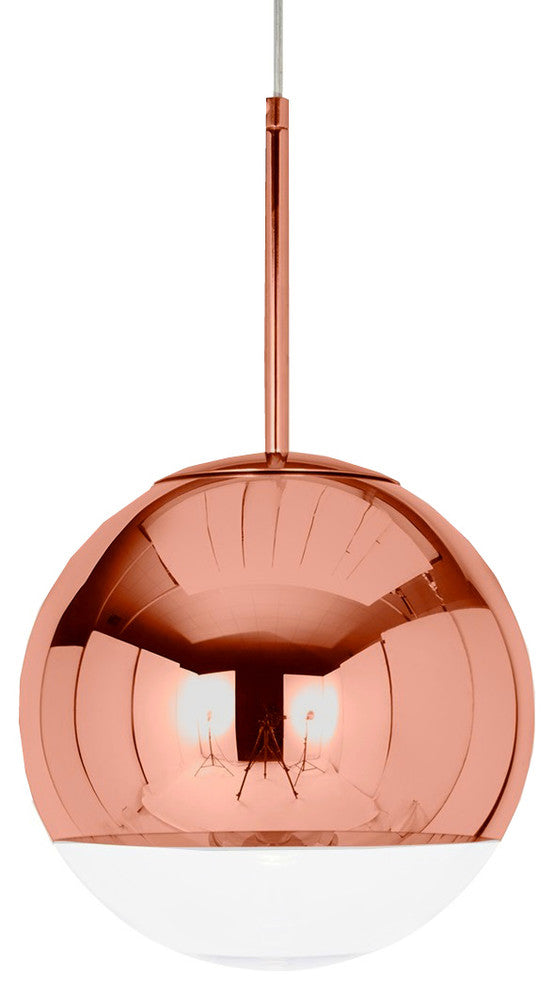 1-Light Single Globe Pendant, Rose Gold