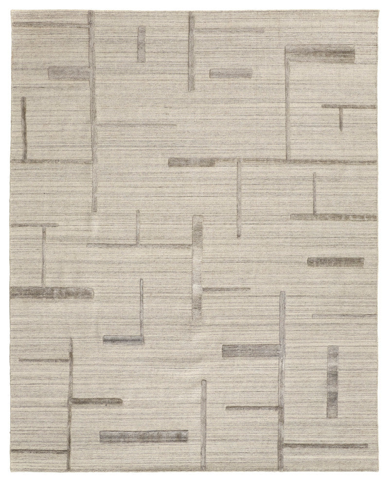 Longridge T8002 Modern/Casual/Scandinavian Area Rug, Ivory/Tan, 8'x10'