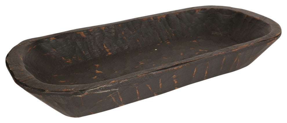 Elegant Rustic Farmhouse Wooden Dough Bowl, Black