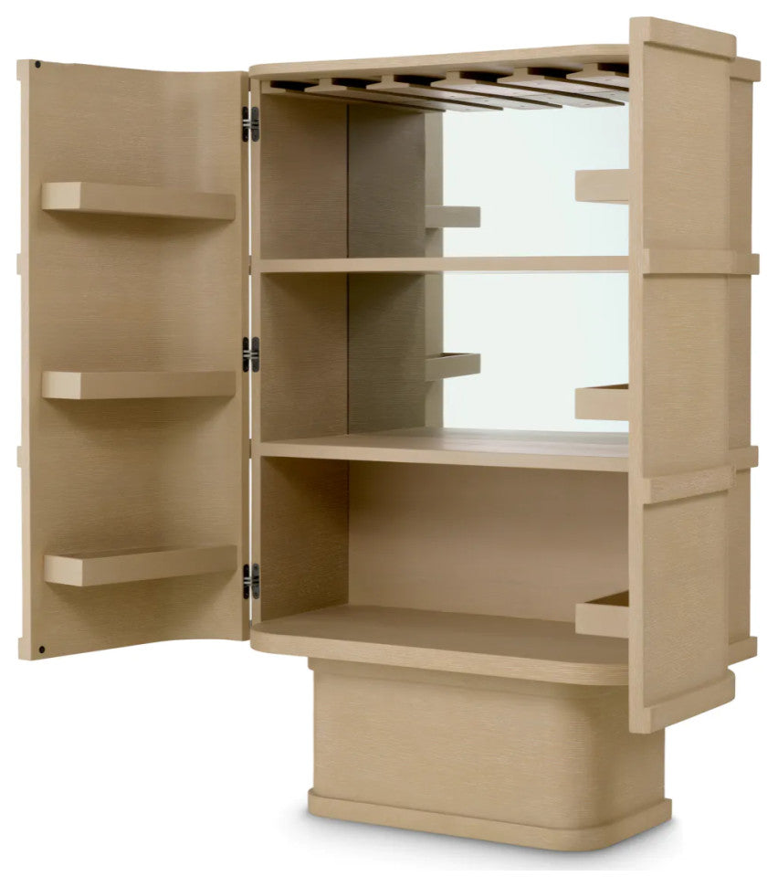 Oak Mirrored Bar Cabinet, Eichholtz Cabana