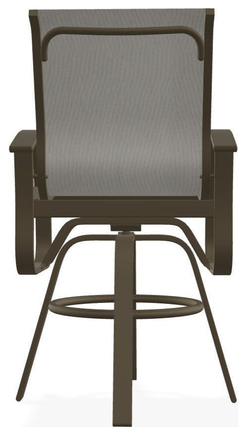 Belle Isle Sling Bar Height Outdoor Swivel Armchair, Augustine Oyster/Beachwood