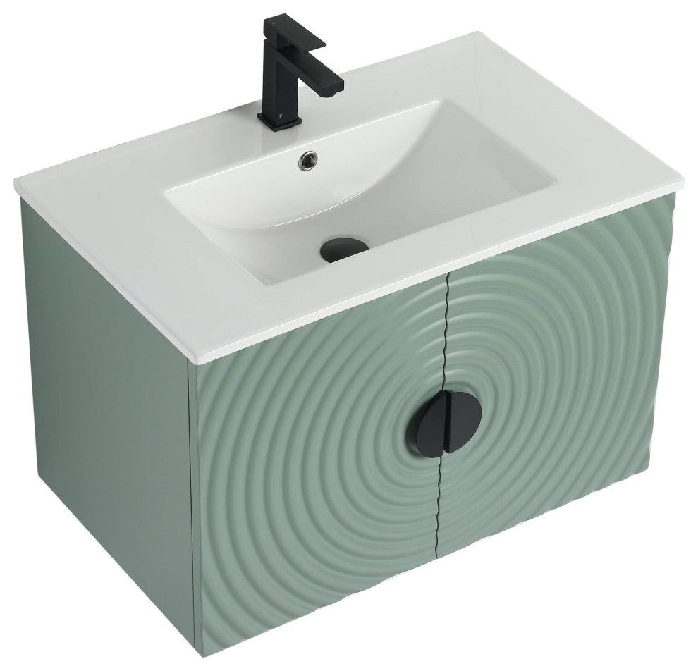 Pellabay Bath Vanity, Fluted Circular Doors Sink Included