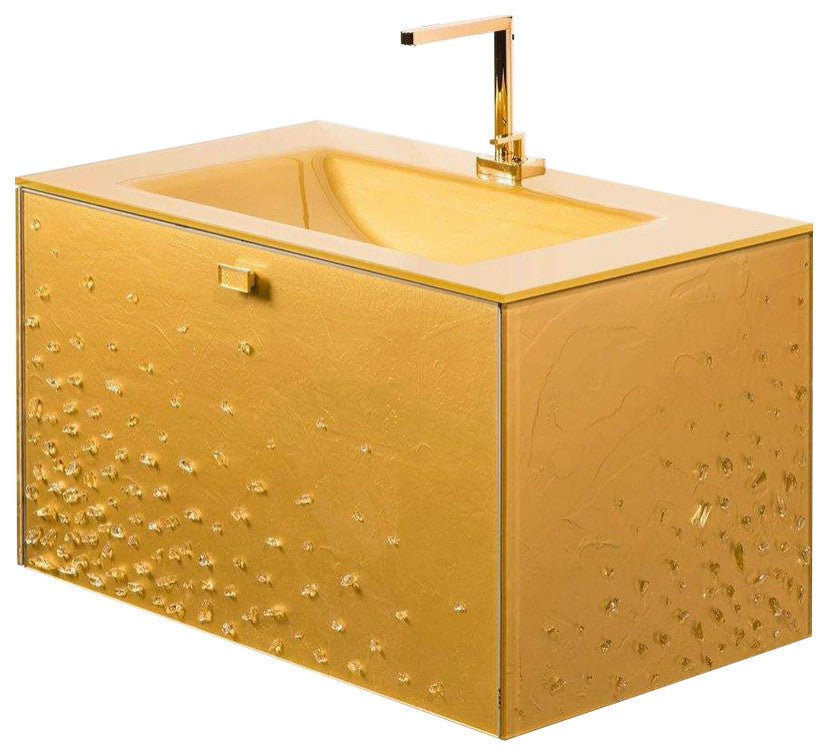 Diva Luxury Murano Glass Drop-In Single Bathroom Vanity 32", Gold