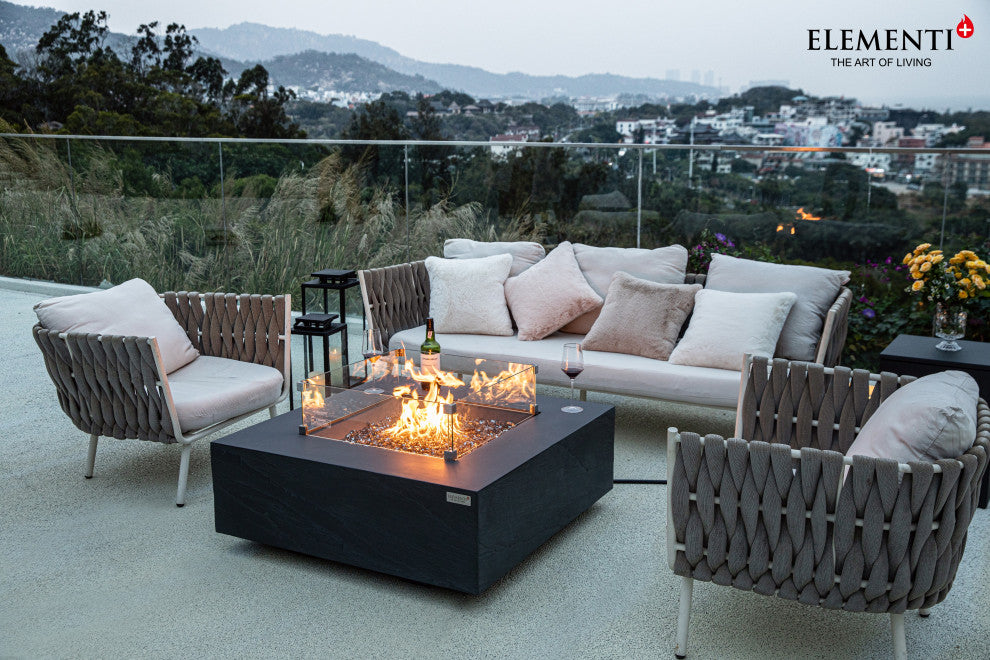Roraima Square Slate Black Concrete 40" Natural Gas Fire Table