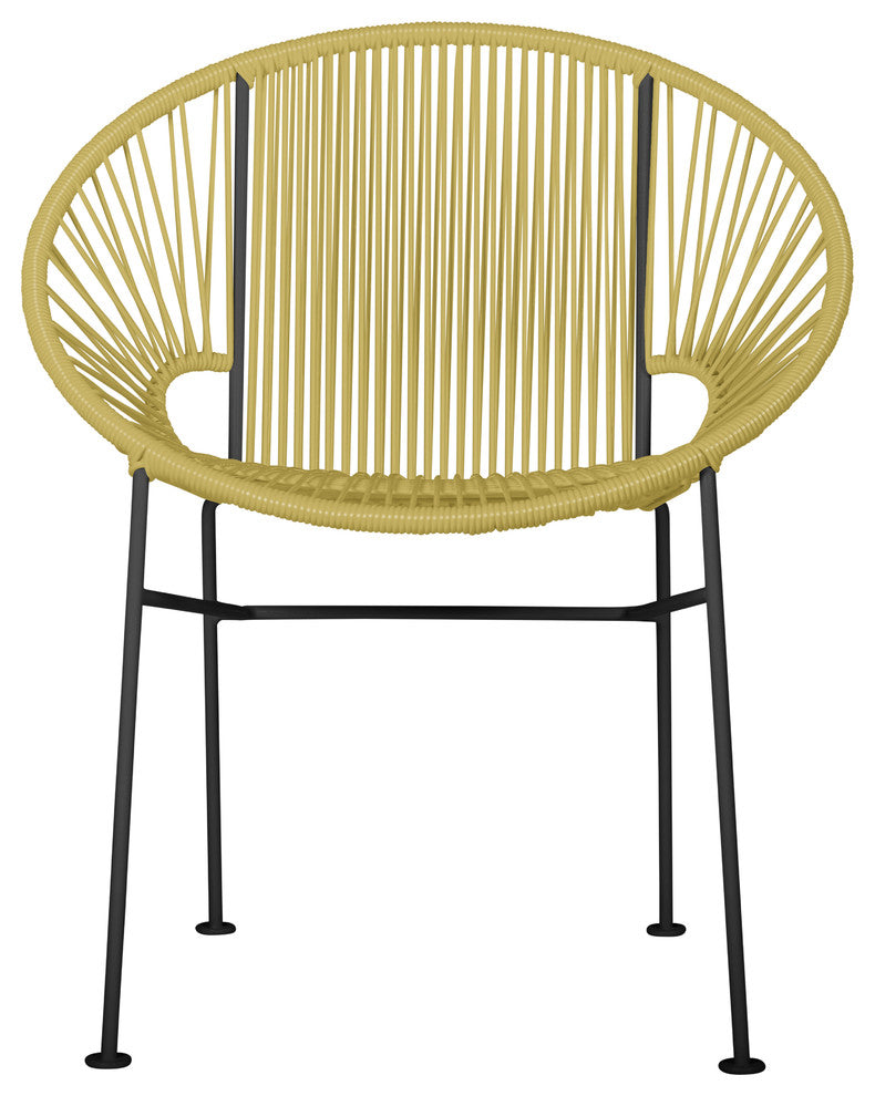 Concha Indoor/Outdoor Handmade Dining Chair, Caramel Weave, Black Frame