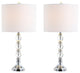 Paul Crystal and Metal LED Table Lamp, Clear and Chrome, Set of 2, 26"