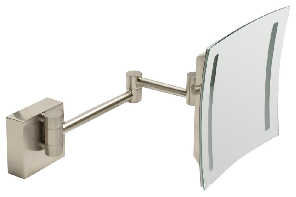 ALFI brand ABM8WLED-BN Brushed Nickel Wall Mount Square 8" Mirror w/ Light