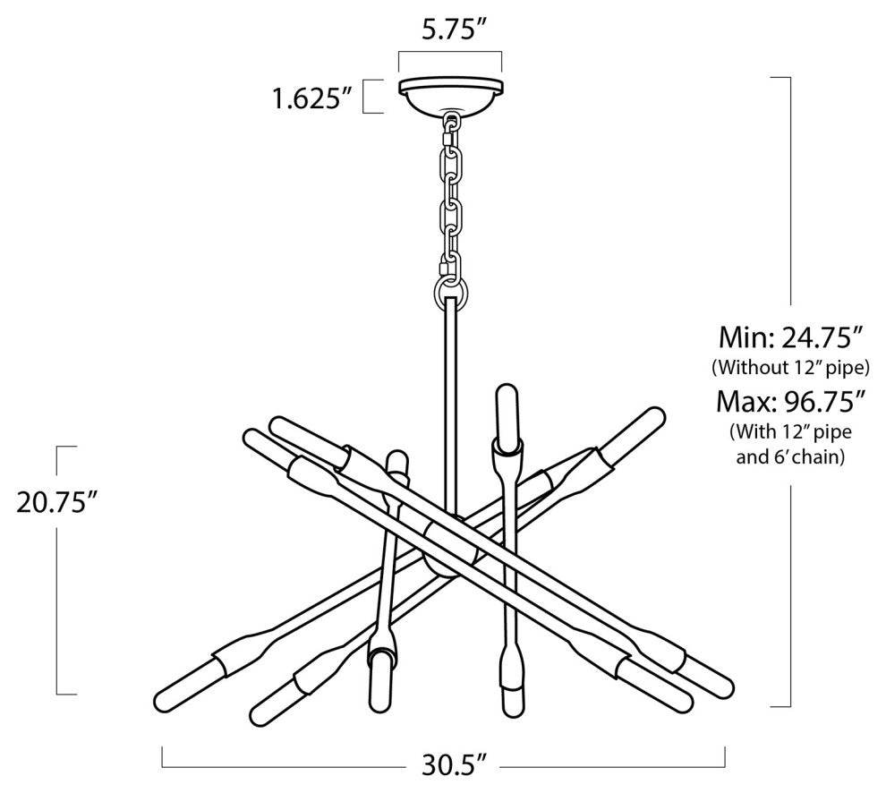 Regina Andrew Cobra Chandelier Large, Natural Brass, Bronze