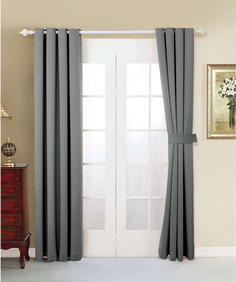 Serenta Black Out Curtains 4 Piece Sets, Gray, 54" X 84"