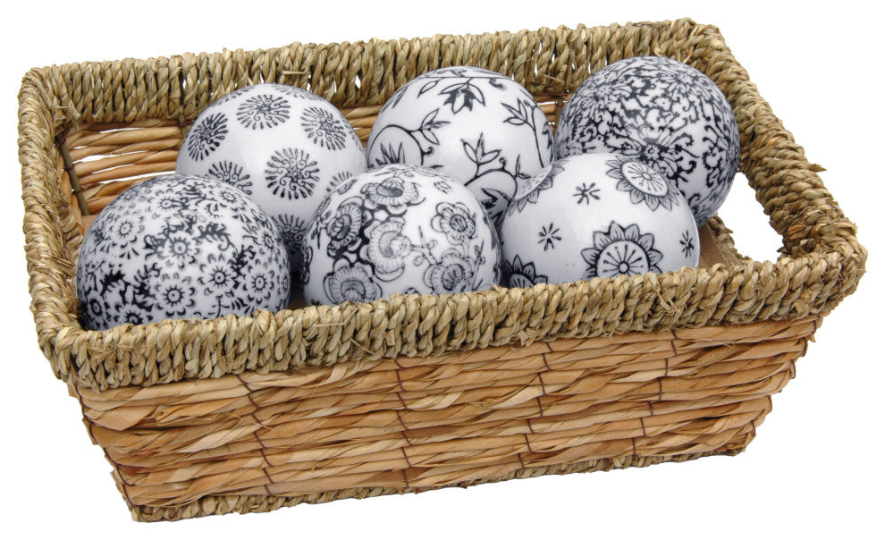 3" Black and White Decorative Porcelain Ball Set