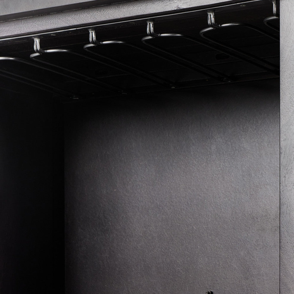 Caprice Bar Cabinet Black Natural Cane, Black Wash Mango, Gunmetal