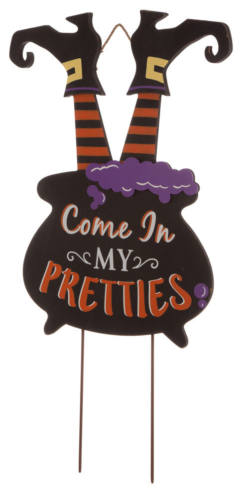 32"H Halloween Wooden Witch Yard Stake or Standing Decor or Hanging Decor