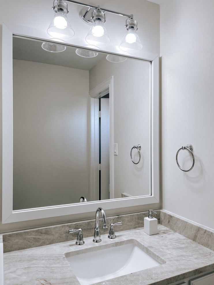 Meade Framed Wall Mirror, White, 28"x24"