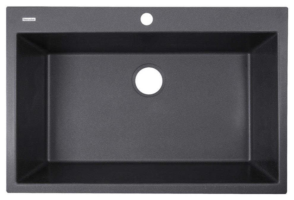 Nantucket Sinks 33" Dual Mount Granite Composite Sink, Black
