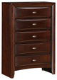 Transitional Wooden Chest with 5 Spacious Beveled Drawers, Brown