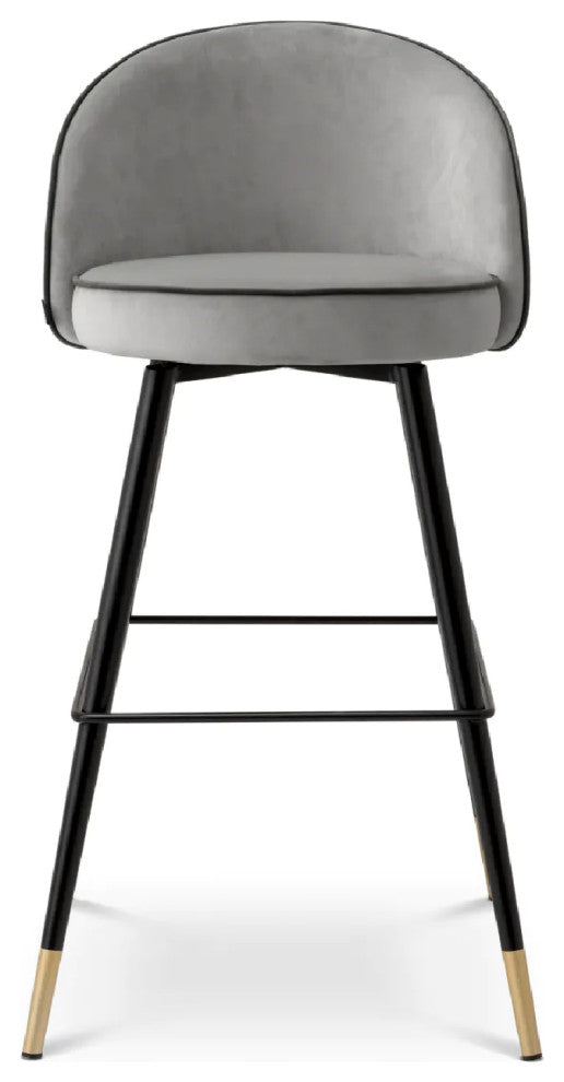 Piped Modern Bar Stools, Set of 2, Eichholtz Cooper, Gray