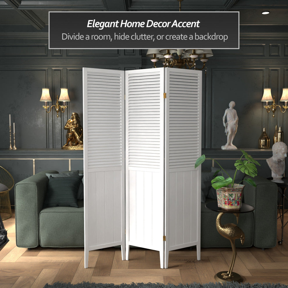 6' Tall Beadboard Divider, White, 3 Panels