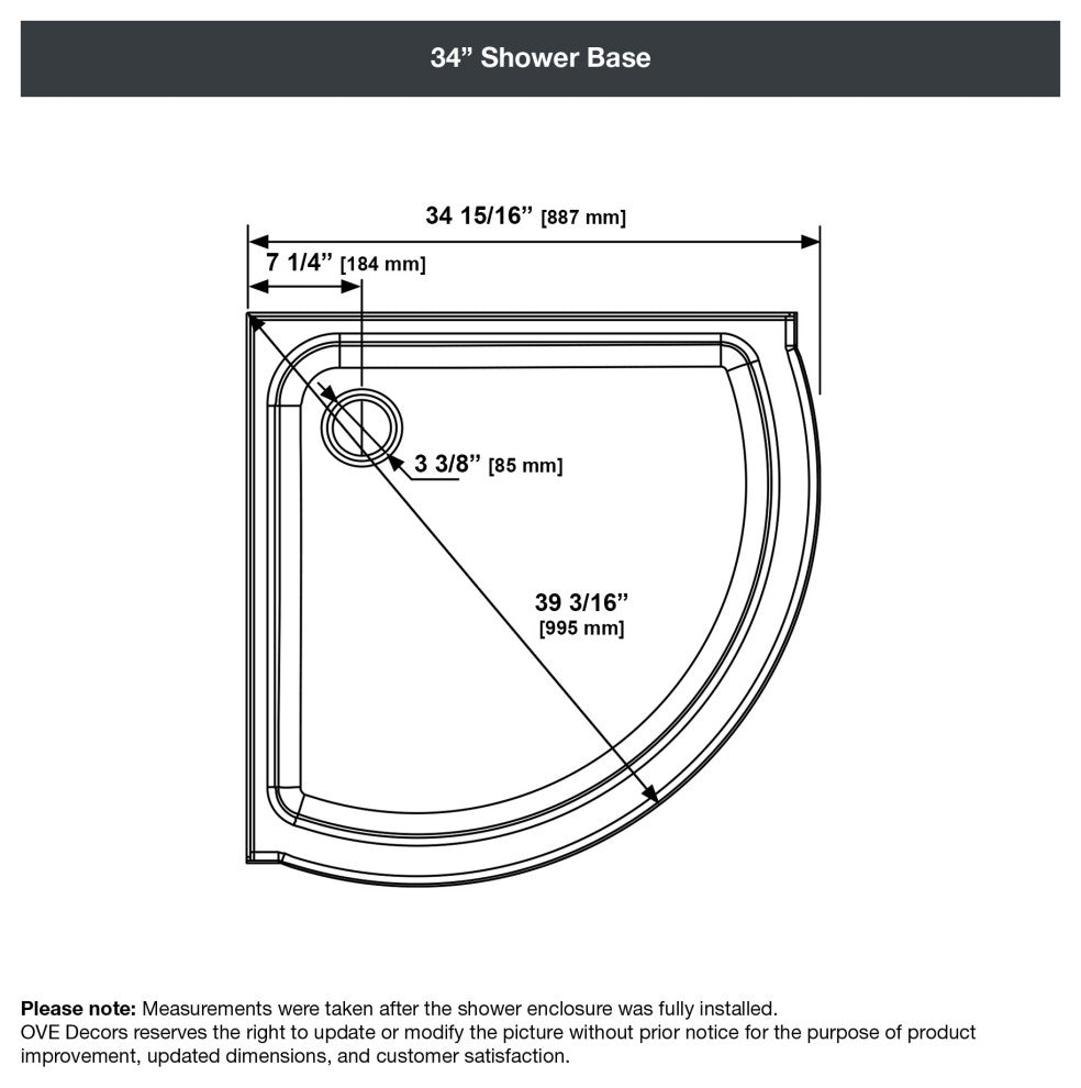 Ove Decors Breeze 34 Shower Kit, Frosted Walls and Base, Polished Chrome