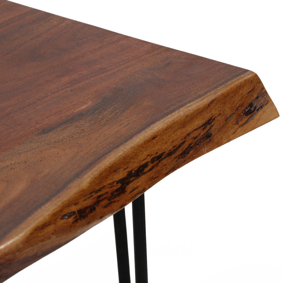 Bare Decor Nunavut Square End Table Wood Live Top With Black Metal Hairpin Legs