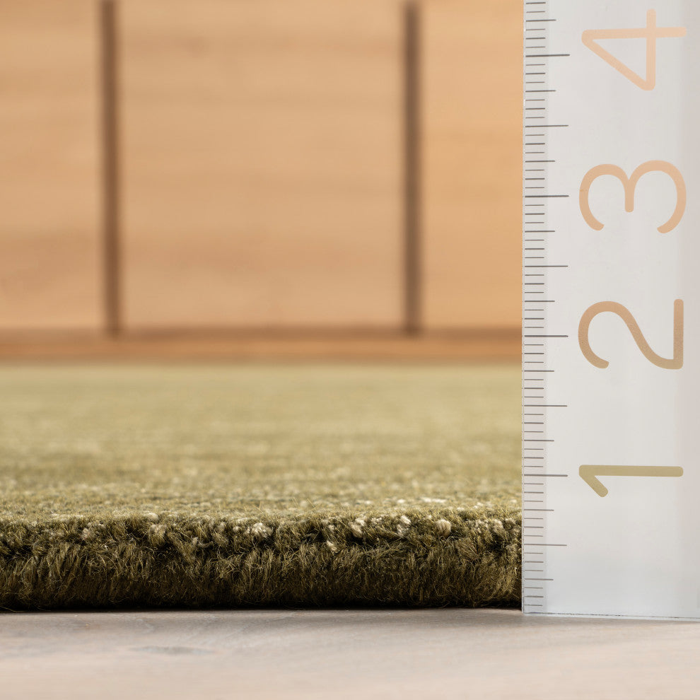 Arrel Speckled Wool-Blend Area Rug, Verdant Green 2' x 3'