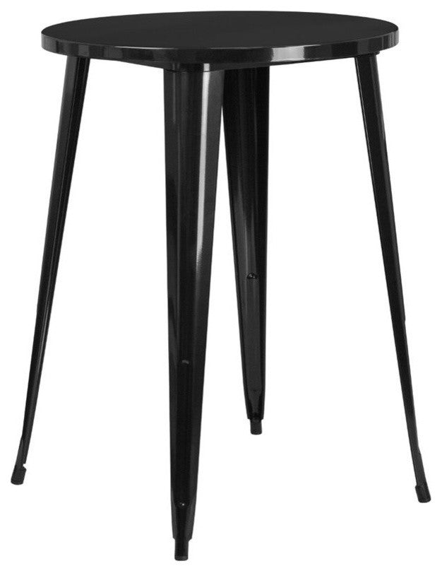 30" Round Black Metal Indoor-Outdoor Bar Height Table