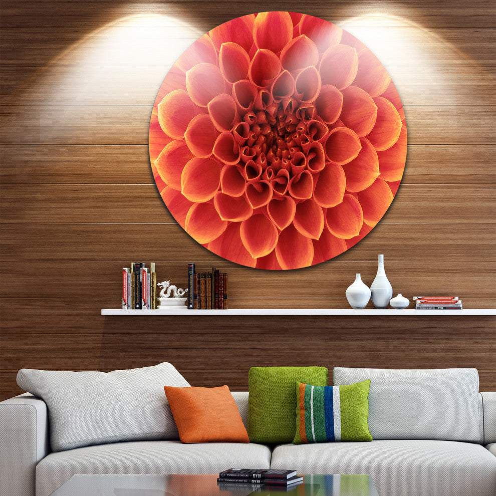 Brown Flower With Dense Petals, Floral Photo Disc Metal Wall Art, 11"