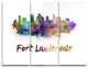 "Fort Lauderdale Skyline" Glossy Metal Wall Art, 3 Panels, 36"x28"