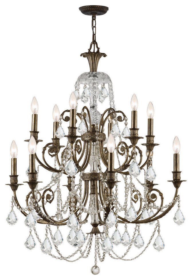 Crystorama 5119-EB-CL-MWP, 12-Light Chandelier, English Bronze