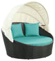 Siesta Canopy Outdoor Patio Daybed, Espresso Turquoise