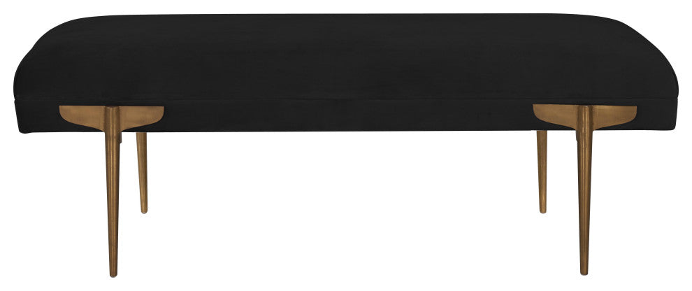 Brno Black Velvet Bench - Black