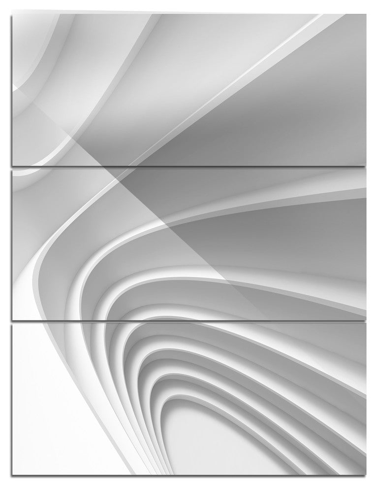 "Fractal Bulgy Layered 3-D Waves" Metal Wall Art, 3 Panels, 28"x36"