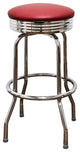 Retro Home Single Ring Chrome Pan 30" Swivel Bar Stool, Wine