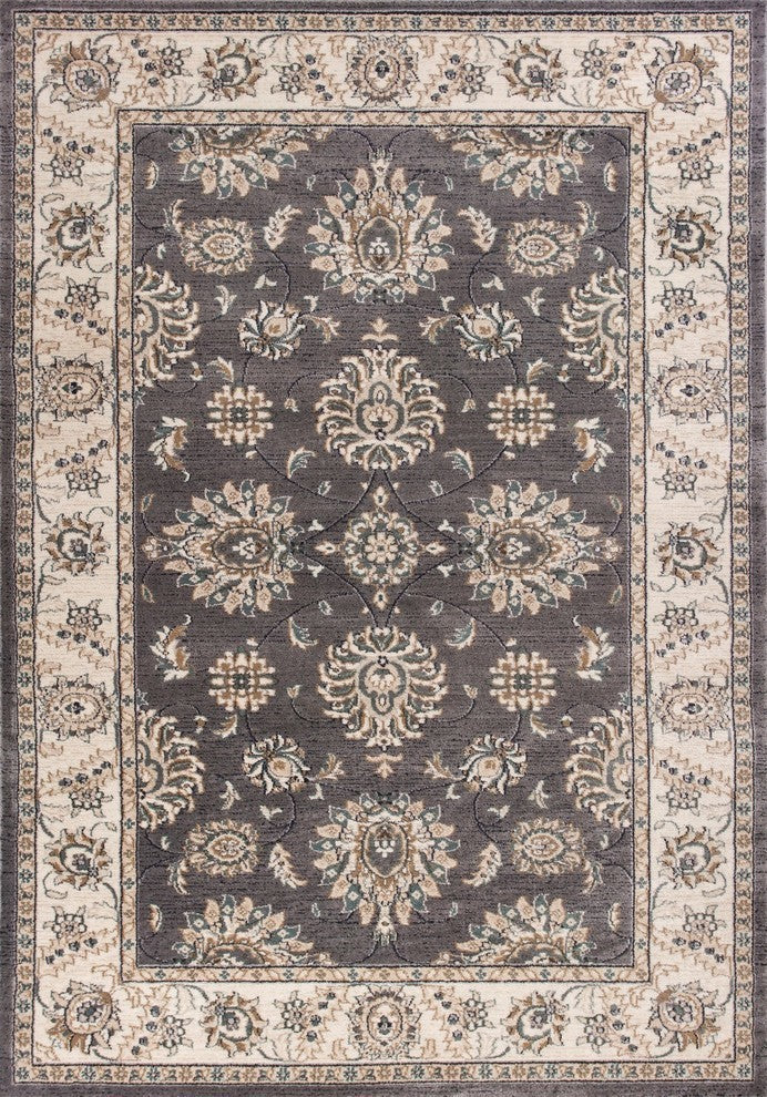 Avalon 5608 Gray and Ivory Kashan Rug, 9'x12'