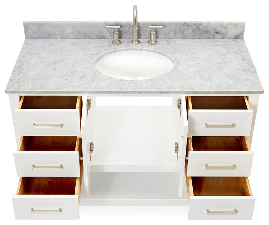 Ariel Magnolia 49" Oval Sink Bath Vanity Carrara Marble Gray