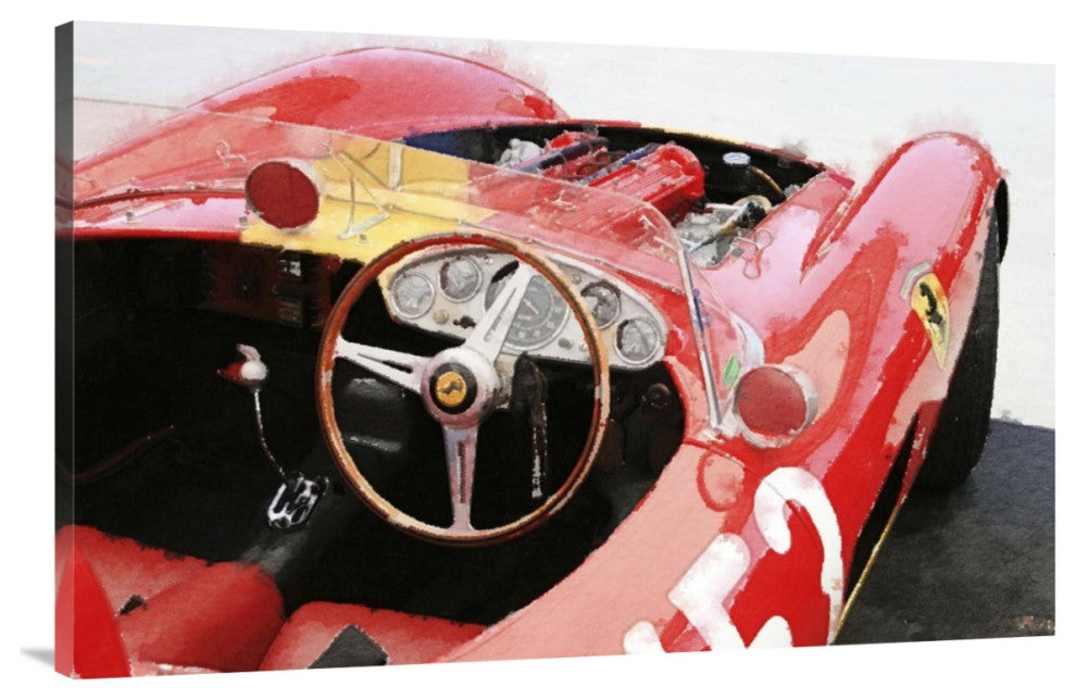 "Ferrari Cockpit Monterey Watercolor" Fine Art Print