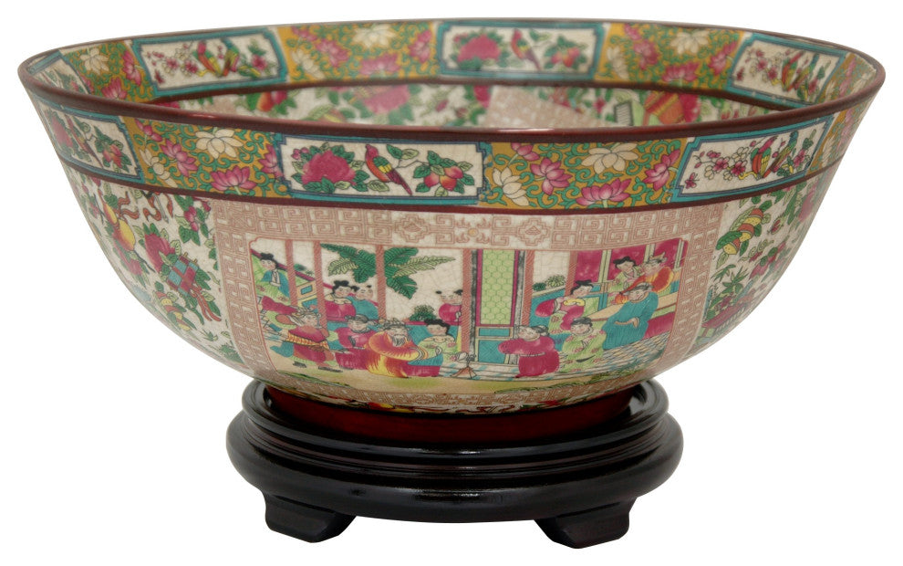 14" Rose Medallion Porcelain Bowl