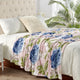 Floral Printed Flannel Throw, Geranium Blue