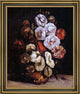 Gustave Courbet Hollyhocks in a Copper Bowl Framed Premium Canvas Print, 16"x20"