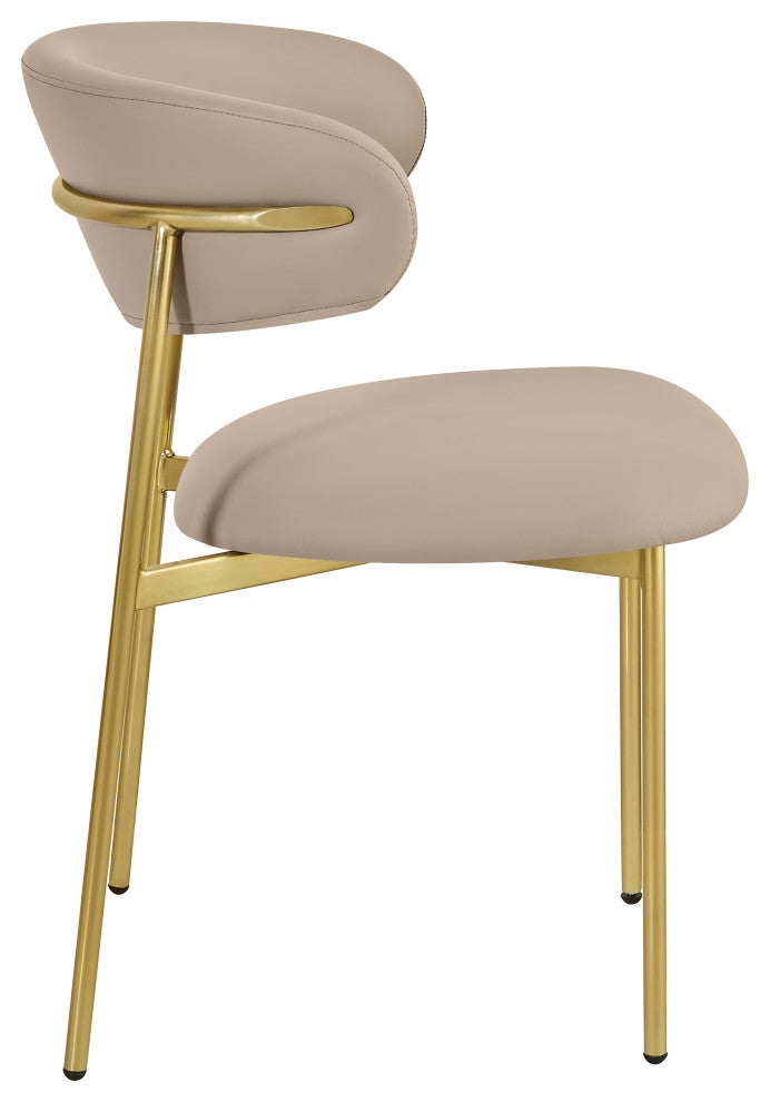 Lupita Vegan Leather Dining Chair, Set of 2, Taupe, Brushed Gold Finish