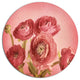 Bunch Of Ranunculus Flowers On Pink, Floral Round Metal Wall Art, 11"