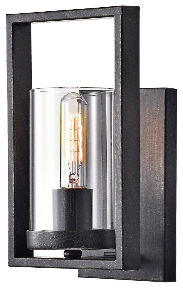 Daisy Antique Black Single Light Wall Sconce With Clear Glass
