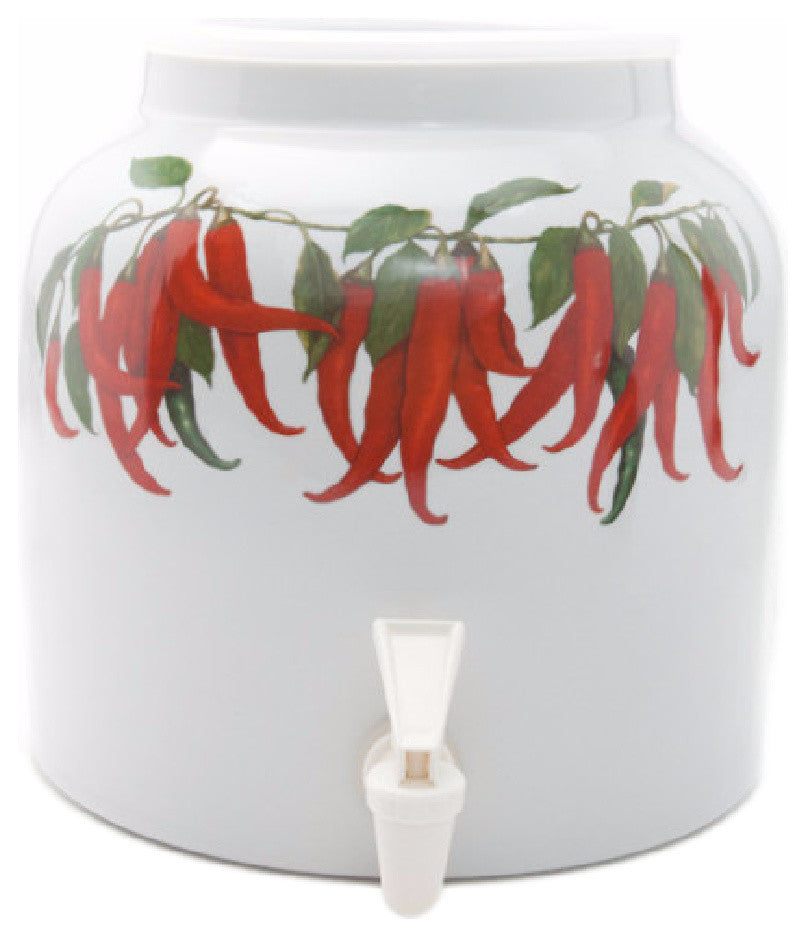 Goldwell Designs Red Chili Pepper Design Water Dispenser Crock