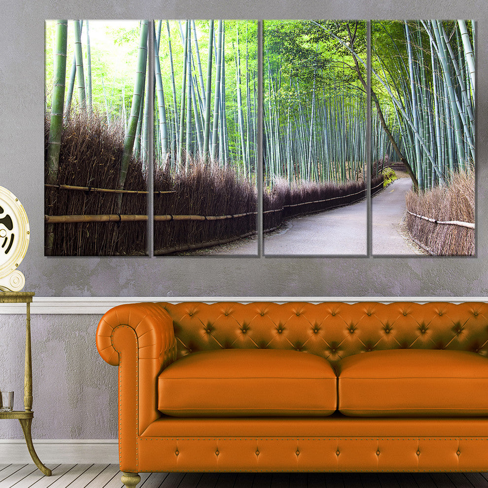 "Kyoto Bamboo Forest Pathway" Forest Canvas Wall Art Print, 4 Panels, 48"x28"